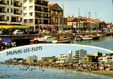 CPM Palavas les flots herault le Canal et la Plage de la rive droite au fond l'institut Saint Pierre