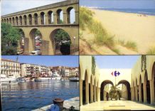 CPM Aqueduc des Arceaux a Montpellier Plage du Languedoc et ses dunes Ste le Canal Carrefour route d