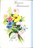 CPM Heureux Anniversaire Fleurs