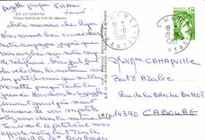 CPM En Auvergne Vieux buron au toit de chaume Ane Mule Folklore