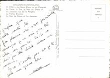 CPM Chamonix Mont Blanc le Mont Blanc vu de Planpraz la Verte le Dru la Mer de Glace et les Jorasses