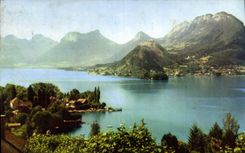 CPM Annecy Haute Savoie Le Lac Un Site qui compte parmi les plus celebres de France 