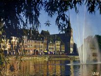 CPM Strasbourg L'Ill le Quai des Pecheurs et l'Eglise Saint Guillaume 
