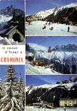 CPM La Saison d'hiver a Chamonix Chapelle des Praz Champs de ski Planpraz et les aiguilles Vue gener