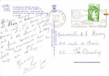 CPM La Saison d'hiver a Chamonix Chapelle des Praz Champs de ski Planpraz et les aiguilles Vue gener