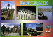 CPM Aquitaine Bordeaux le Pont de Pierre la facade du grand Theatre illuminee 1773 1780 Peniches ama