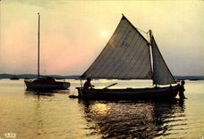 CPM Bassin d'Arcachon le Soir les voiliers 