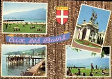 CPM Aix les Bains la Plage et la dent du Chat le ponton des Pecheurs Palais de Savoie un Coin de la 