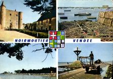 CPM Ile de noirmoutier le Chateau Xi siecle le Port de l'Herbaudiere la Plage des Dames le Passage d