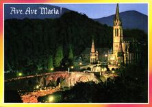 CPM Lourdes la Basilique et la Procession aux Flambeaux 