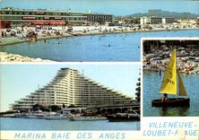 CPM Au soleil de la Cote d'Azur Villeneuve Loubert plage Marine Baie des Anges et la Plage 