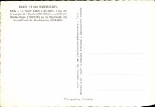 CPM Paris en ses Merveilles la tour Eiffel l'arc de thiomphe de l'Etoile la cathedrale Notre Dame et