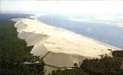 CPM Bassin d'Arcachon La Dune du Pilat au premier plan la passerelle et l'escalier de la Palombiere 