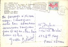 CPM Nimes Gard Vue d'ensemble sur les Arenes et l'Esplanade Eglise St Baudile la Tour Magne Vue d'en