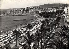 CPM La Cote d'Azur Cannes Alpes Mmes Le Boulevard et la Plage de la Croisette au fond le Suquet 
