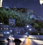 CPM Grenoble la nuit Illumination du Pont Marius Gontard et de la Bastille 