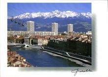 CPM Grenoble Isere la chaine de Beledonne les quais de l'isere le telepherique de la Bastille 