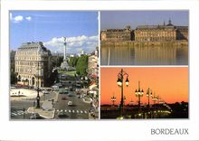 CPM Bordeaux Gironde les Allees de Tourny et la Place de la Comedie la Garonne et la Place de la Bou
