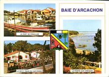 CPM Couleurs et Lumiere de France la Baie d'Arcachon Gironde Le port de Piraillan Le petit Train du 