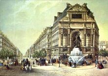 CPM Paris du Temps Jadis le Boul Mich et la Fontaine Saint Michel 