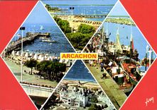 CPM Couleurs et Lumiere de France Bassin d'Arcachon Arcachon Gironde la Plage la Jetee Thiers les Ba