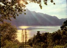 CPM Lac du Bourget l'Houre crepusculaire et Dent du Chat 