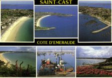 CPM Couleurs de Bretagne la Cote d'Emeraude Saint Cast la Grande Plage et le Port 
