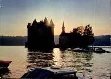CPA Crepuscule a Val Chateau Commune Lanobre sur le lac du barrage de Bort les Orgues 