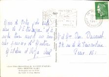 CPM Les Sites Merveilles de la Cote d'Azur Menton A M echappe sur la ville au fond le Cap Martin 