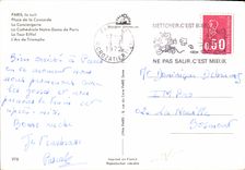 CPM Paris la nuit Place de la Concorde la Conciergerie la Cathedrale Notre Dame de Paris la Tour Eif