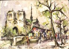 CPM Paris Notre Dame et les bouquinistes
