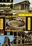 CPM Nimes Gard LaRome Francaise les Jardins de la Fontaine La Maison Carree les Arenes un jour de Co