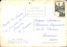 CPM Lourdes Apparition de la T S Vierge a Bernadette Soubirous en 1858 