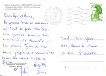 CPM Bassin d'Arcachon Gironde Les cabanes sur pilotis de l'Ille aux Oiseaux au milieux du bassin 