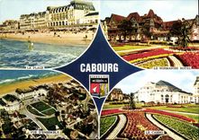 CPM La Cote Fleurie Cabourg Calvados La plage Le Normandie Hotel Vue d'ensemble Le casino