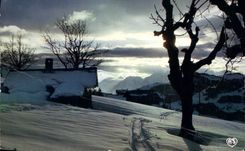 CPM Hiver Dans Nos Montagnes Soir sur la neige 