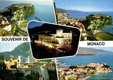 CPM Souvenir de Monaco Le Palais Illuminee Le Rocher et le Stade 