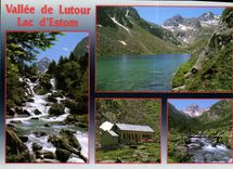 CPM Hautes Pyrenees Vallee de Lotour Cascade de Pouey Caut Lac d'Estaun 