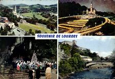 CPM Lourdes La Basilique la Procession aux flambeaux la Grotte le Chateau fort 
