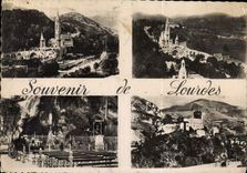 CPM Lourdes La Basilique La Grotte et le Chateau Fort 