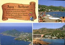 CPM La Cote d'Azur Agay la plage et vue generale sur le Cap Dramont Antheor le viaduc et le Massif d