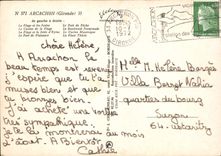 CPM Arcachon Gironde de fauche a droite la plage et les Jetees le Port de Peche le Casino de la Plag