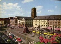 CPM Karlsruhe Marktplatz mit Rathaus Tramway