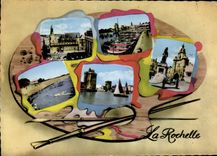 CPM En Haut l'Hotel de Ville les Tours et le Port en bas la Plage les Tours du Port la Tour de l'Hor