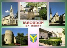 CPM Issoudun Indre Basilique du Sacre Coeur Place du 10 Juin Les Lions Eglise Saint Cyr Ruine d'une 