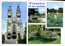 CPM Tours Indre et loire la Cathedrale Saint Gatien XII et XV Tours et ses jardins 