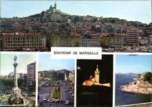 CPM Marseille panoramique du vieux port place Castellane quai des Belges Vierge de la Garde Petit Ni