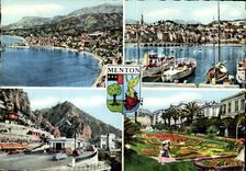 CPM Souvenir de Menton A M Vue generale le Vieux Menon les Fetes du Citron Frontiere Franco Italienn
