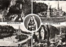 CPM Lourdes La Grotte miraculeuse la basilique et l'Apparition 