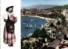 CPM Cote d'Azur Souvenir de Cannes La Croisette Folklore Femme